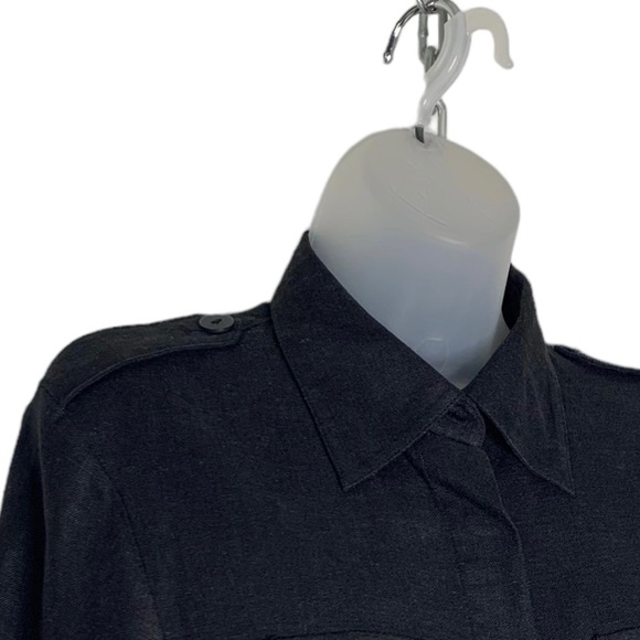 AD ADOLFO DOMINGUEZ Linen Blend Military Style Black Shirt Shacket sz 42‎ S / M - Picture 3 of 12